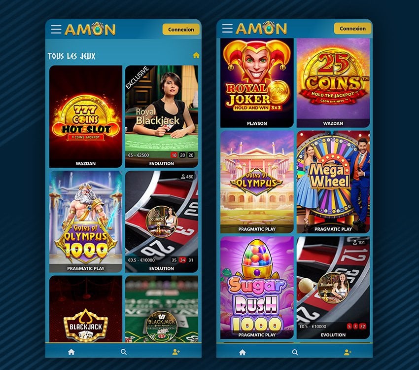 jeux disponibles sur amon casino