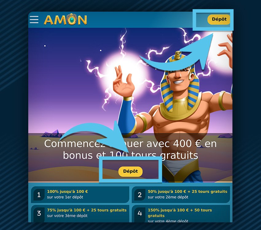 amon casino comment deposer etape 1