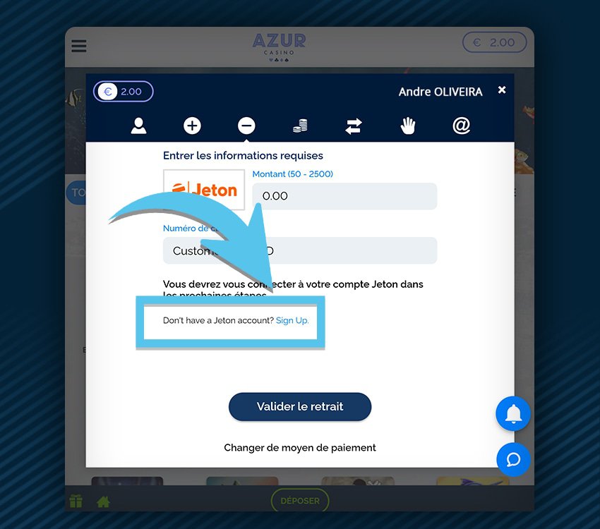 azur casino comment retirer jeton etape 2