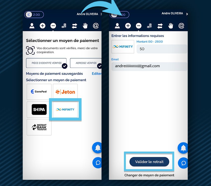 azur casino comment retirer mifinity etape 1