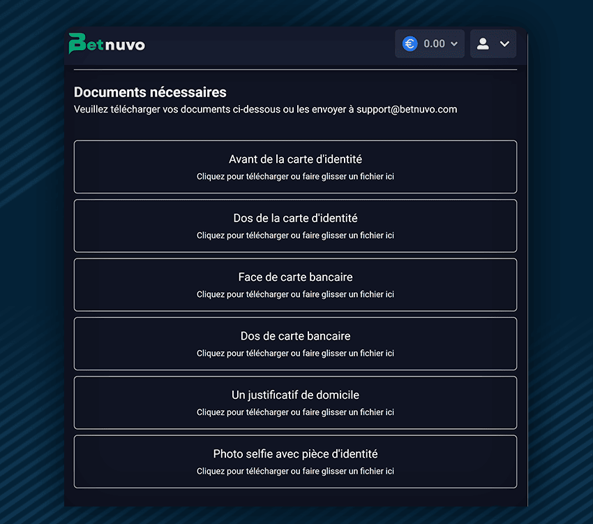 verification de compte sur betnuvo casino