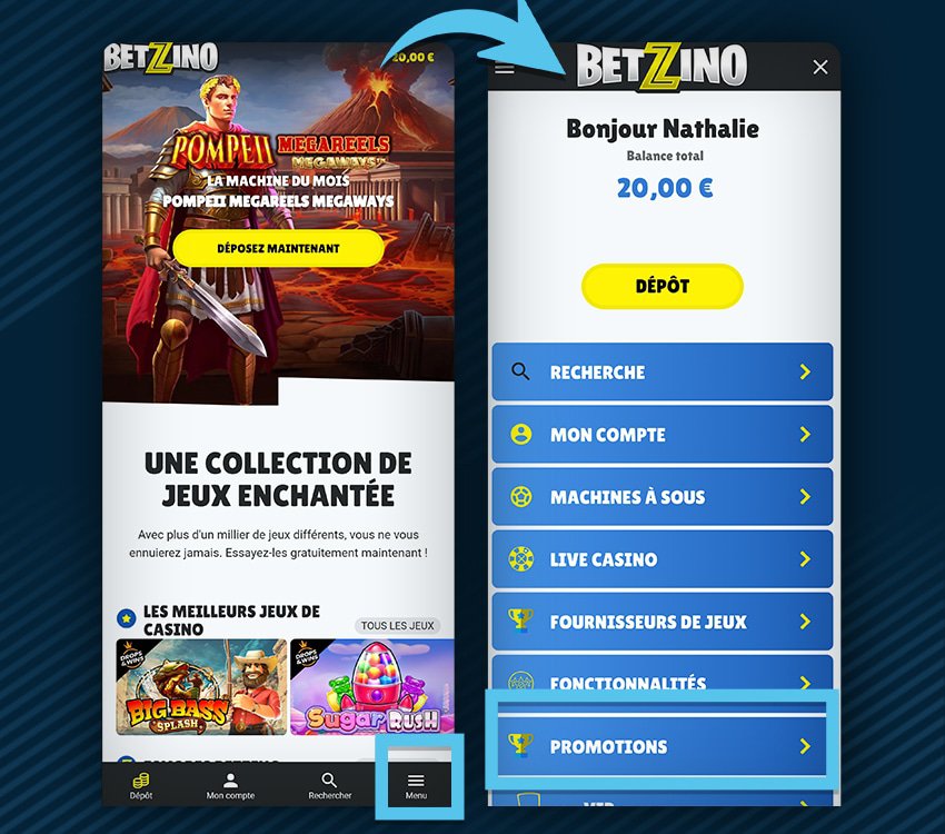 betzino casino comment reclamer bonus etape 1