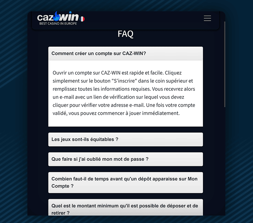 service clientèle de cazwin-casino