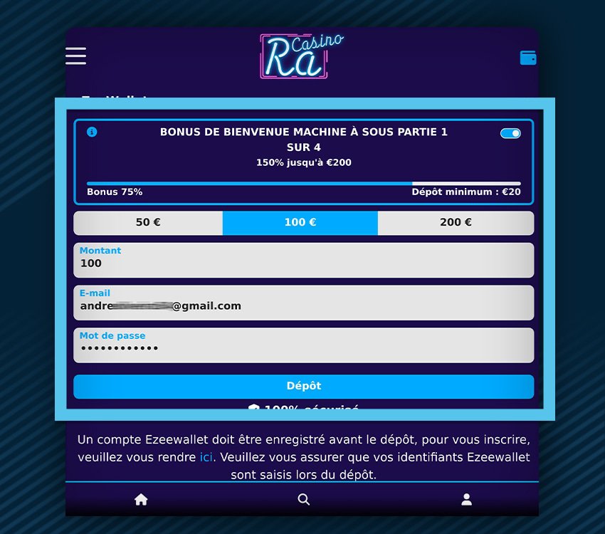 ra casino comment deposer ezeewallet etape 1