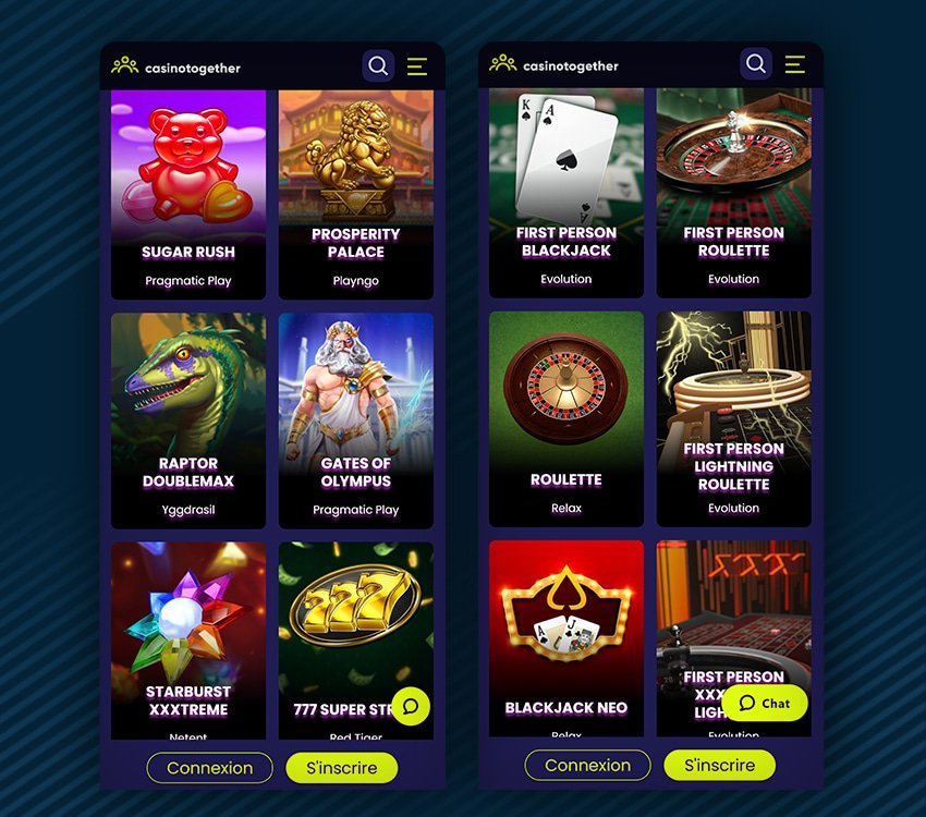 catalogue de jeux disponibles together casino