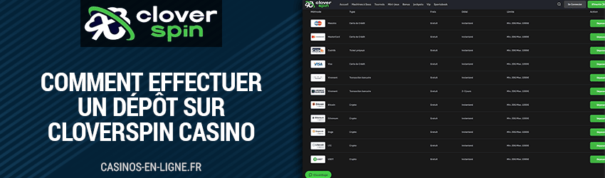 deposer de l argent sur cloverspin casino