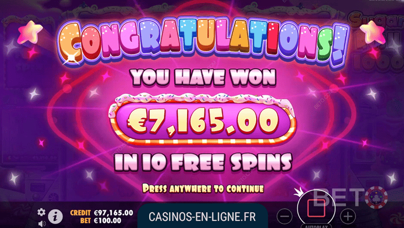 gros gains sur la machine a sous sugar rush 1000