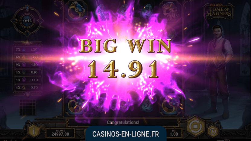 gros gains sur la machine a sous tome of madness